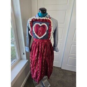 THE TAILOR MAID WHIDBEY ISLAND HANDMADE MAROON DITZY FLORAL APRON KITCHEN OS